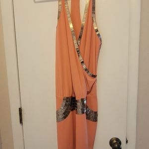 Bebe Sexy Gold Studded Mini Dress